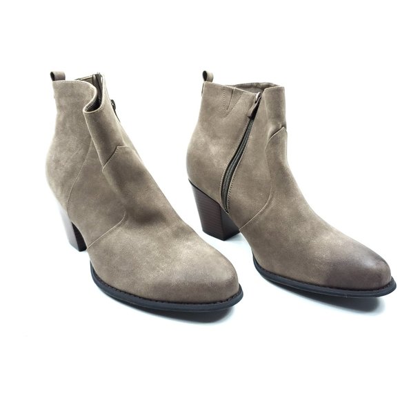 Torrid Tan Faux Leather Suede Western Heel Booties - Picture 3 of 8